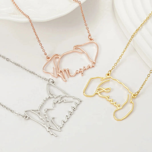 Personalized Cute Pet Dog Ear/Name Necklace