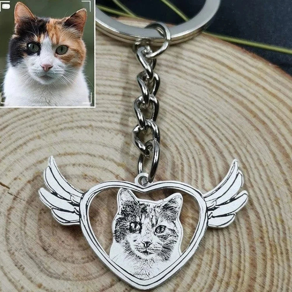 Personalized Pet Photo Necklace Engraved Pets Pendant Gifts Handmade Custom Dog Cat Keychain Memory Jewelry Picture Pendants