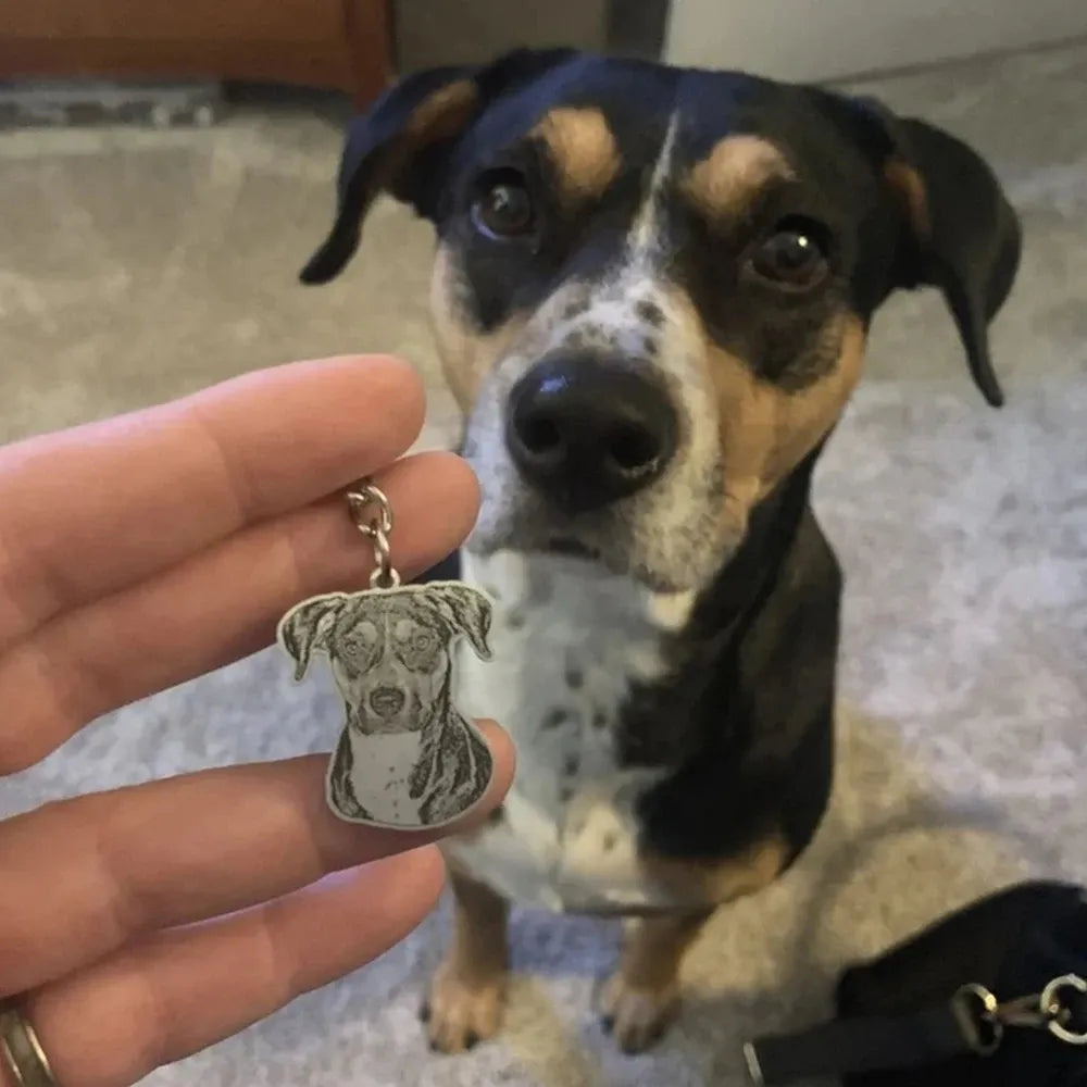 Personalized Pet Photo Necklace Engraved Pets Pendant Gifts Handmade Custom Dog Cat Keychain Memory Jewelry Picture Pendants